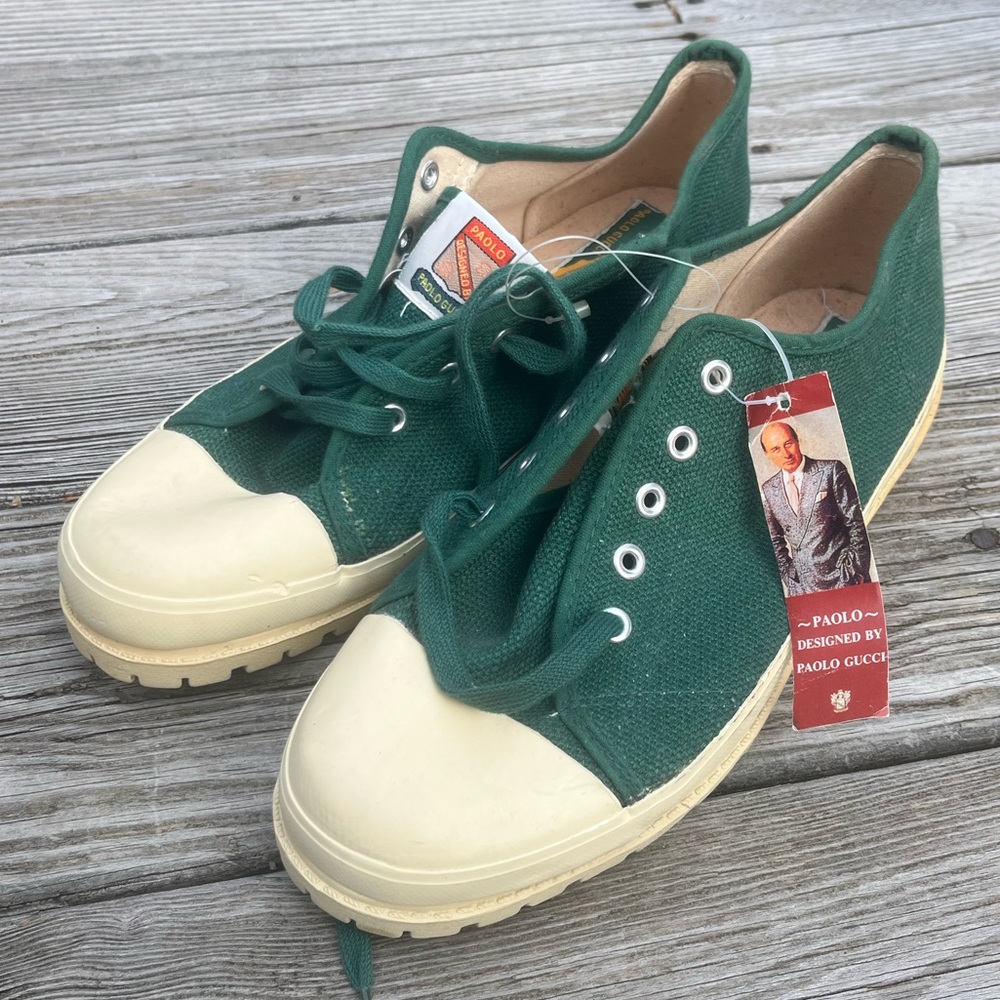 Vintage Paola Gucci Green Canvas Sneakers